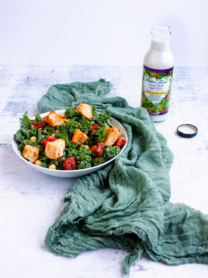 Kale Caesar Salad with Blackened Salmon