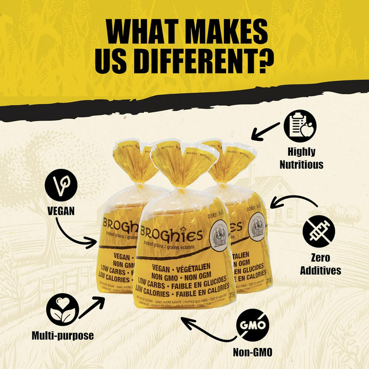 Broghies Corn 14.2 oz - Vegan, Low-Calorie, Low-Carb, Keto-Friendly Crunchy Bread Substitute