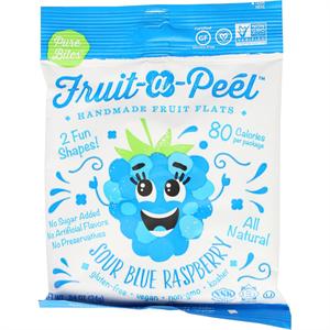 Fruit a Peel Sour Blue Raspberry Fruit Flats 28g Pouch - Handmade All-Natural Fiber Enriched Snack