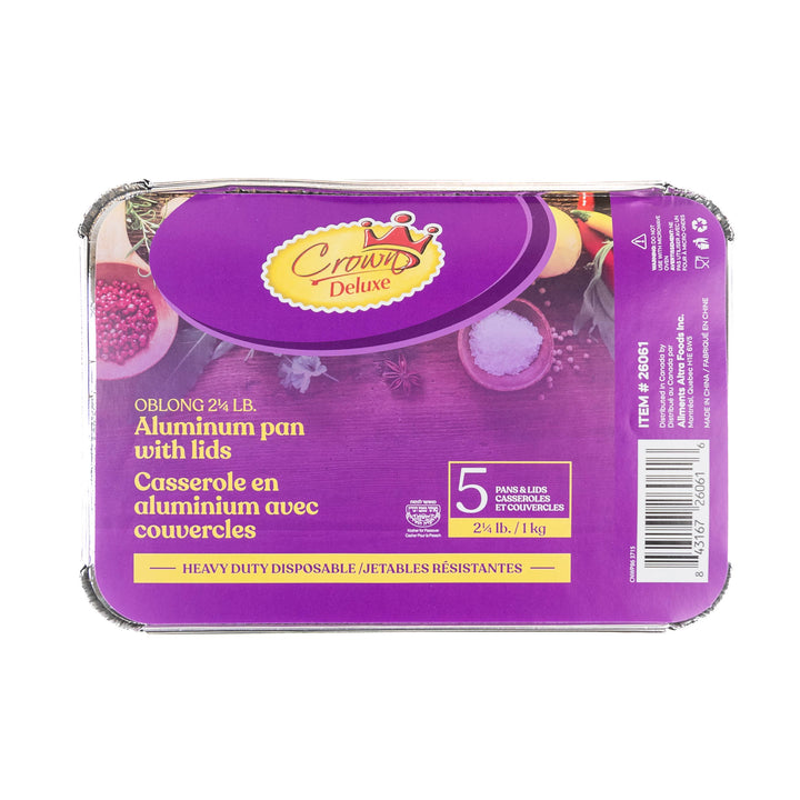 Crown Aluminum Oblong Pans with Lids 2 1/4 lb 5-Pack: Prepare and Preserve Your Culinary Creations