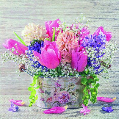 Elegant Pastel Spring Flowers Disposable Paper Napkins - Pack of 20, 13x13 inch