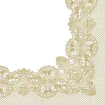 Regal Touch: Royal Lace Gold Disposable Paper Napkins - Pack of 20, 13x13 inch