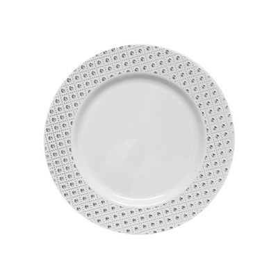 Decor Sphere White & Silver Disposable Plates, 6 inches, 10 plates per pack