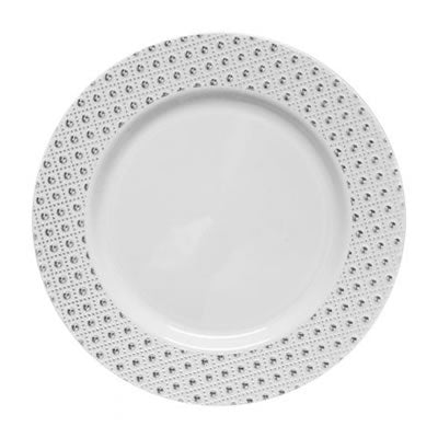 Decor Sphere White & Silver Disposable Plates, 10.25 inches, 10 plates per pack