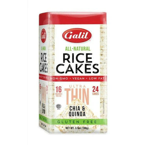 Galil Galil Ultra Thin Square Chia & Quinoa Rice Cakes - Sans gluten - Végétalien - Sans OGM - Faible en gras
