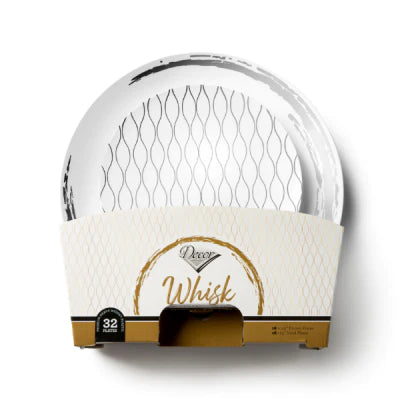 Decor Whisk White and Silver Disposable Plates Combo Pack, 32 pcs