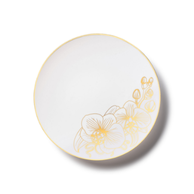 Decor White & Gold Orchids Salad Plates, 10 pack, 6 inches