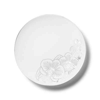 Decor White & Silver Orchids Disposable Salad Plates, 10 pack, 7 inches