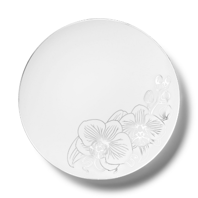 Decor White & Silver Orchids Disposable Salad Plates, 10 pack, 10 inches