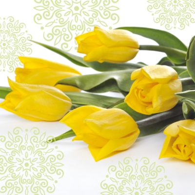 Decor Yellow Tulips Disposable Napkins - 20 pk; 13x13 inch