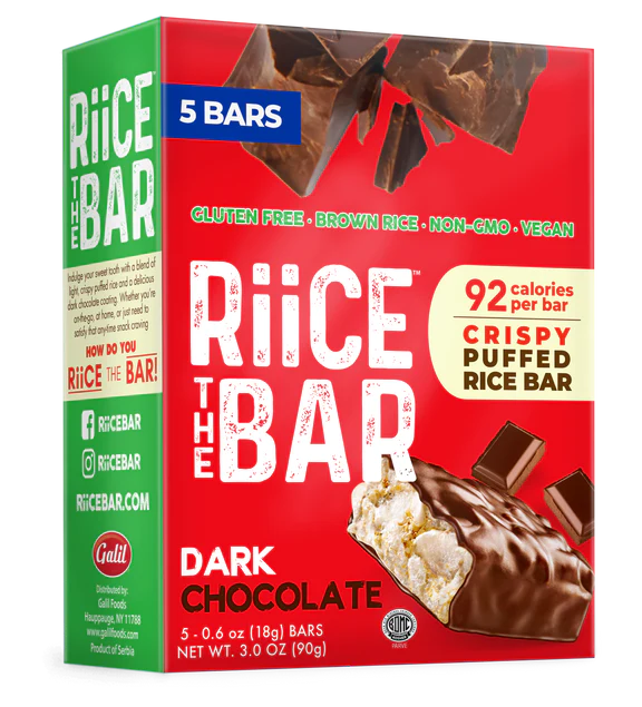 RiiCE THE BAR Chocolate - Box of 5 Bars x 18g, Gluten-Free, Brown Rice, Non-GMO, Vegan