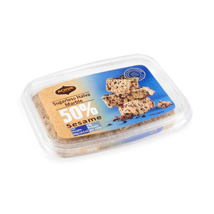 Achva Sugarless Marble Halva - 300g, Artful Blend of Flavors without Added Sugar