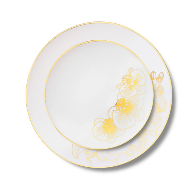 Disposable elegant white&gold Plates