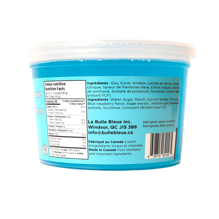 Bulle Bleue Popping Boba, Blue Raspberry Flavour, 500g Container, Made in Canada, Contains Water, Sugar, Starch, Natural Flavours