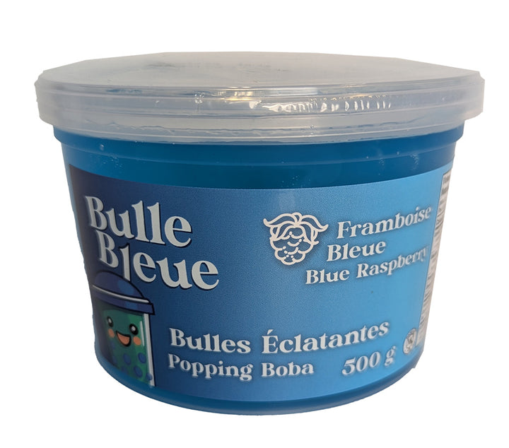 Bulle Bleue Popping Boba, Blue Raspberry Flavour, 500g Container, Made in Canada, Contains Water, Sugar, Starch, Natural Flavours