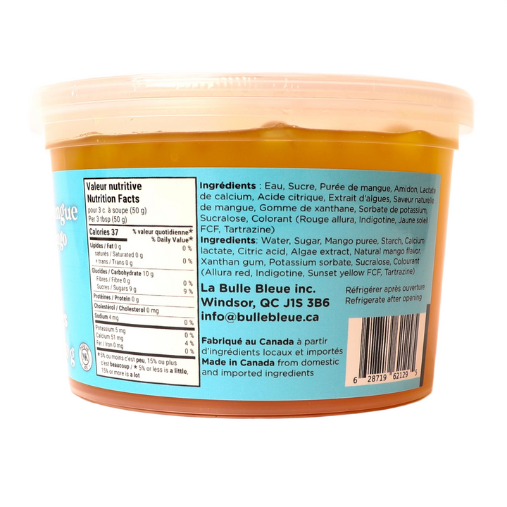 Bulle Bleue Mango Popping Boba, 500g Container, Made with Natural Mango Flavour and Fruit Puree, Refrigerate After Opening