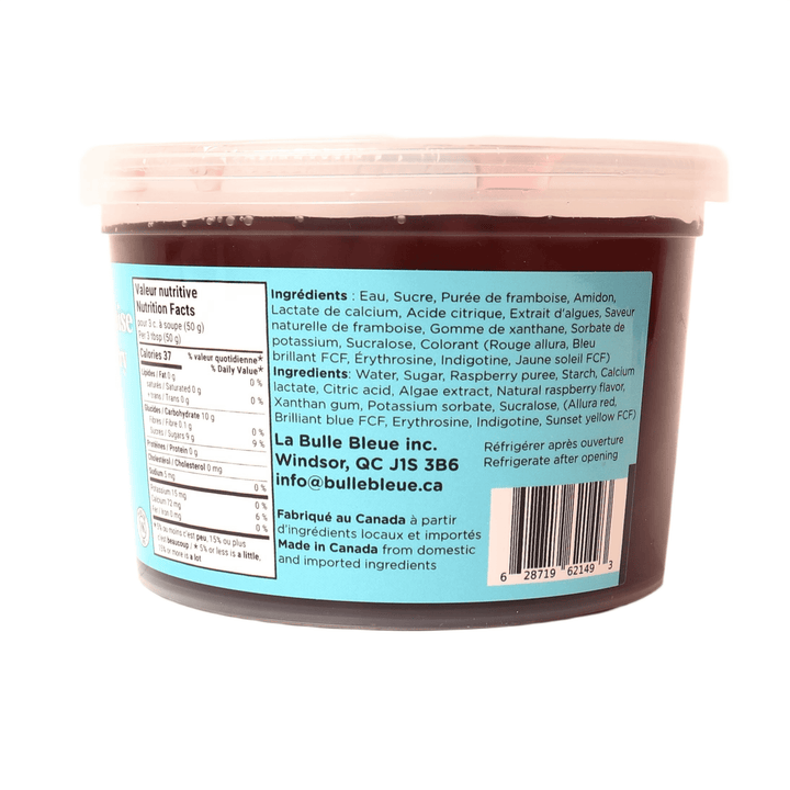 Bulle Bleue Popping Boba, Raspberry Flavour, 500g Container, Natural Raspberry Flavouring with Fruit Puree, Refrigerate After Opening