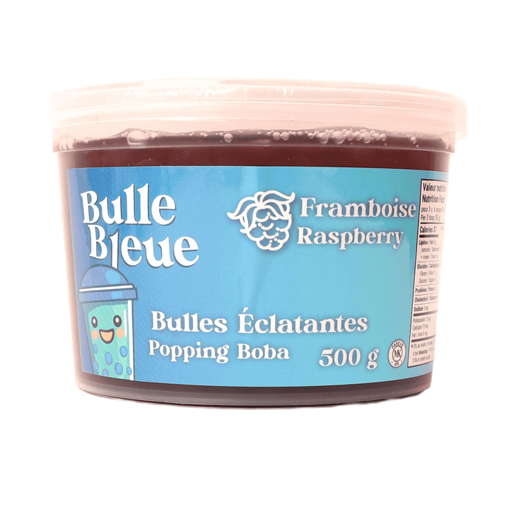 Bulle Bleue Popping Boba, Raspberry Flavour, 500g Container, Natural Raspberry Flavouring with Fruit Puree, Refrigerate After Opening
