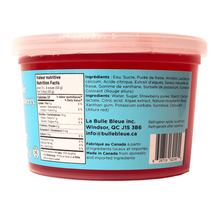 Bulle Bleue Popping Boba, Strawberry Flavour, 500g Container, Natural Strawberry Puree, Refrigerate After Opening