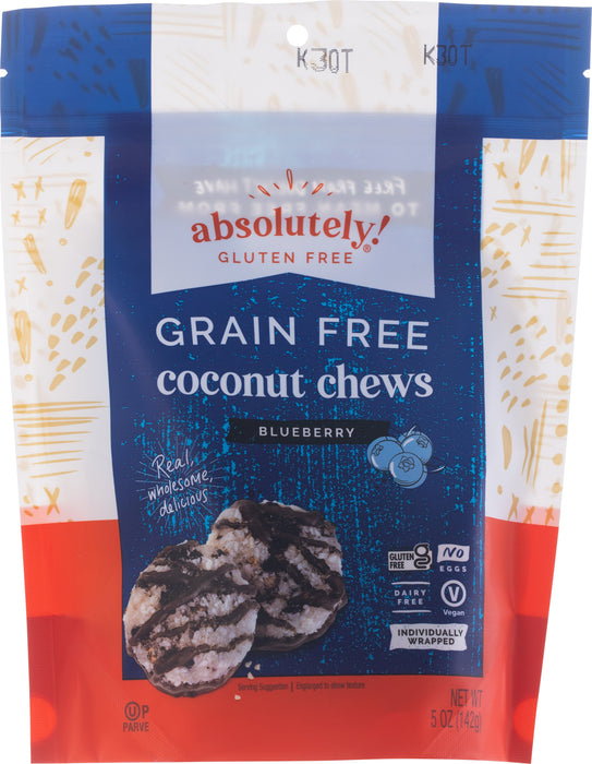 Absolutely Gluten Free Coconut Chews Blueberry 5 oz - Paleo-Friendly, Vegan, Individually Wrapped