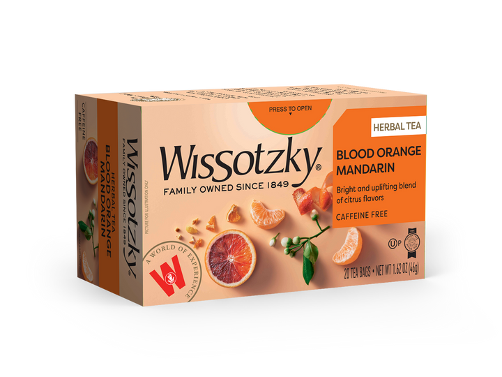 Wissotzky Blood Orange Mandarin Herbal Tea - 20 Tea Bags, Caffeine-Free