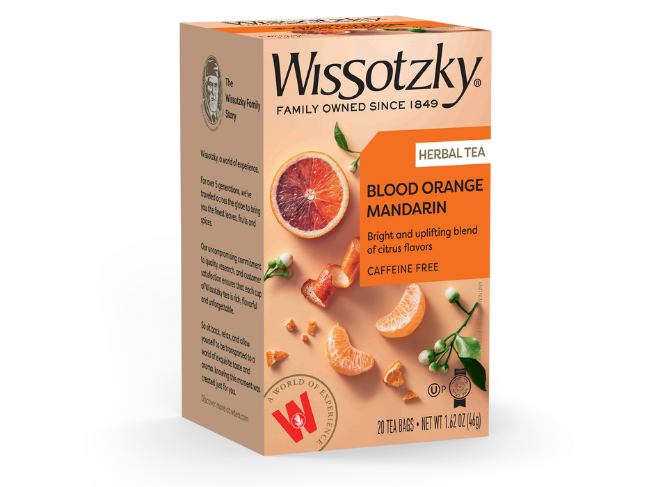 Wissotzky Blood Orange Mandarin Herbal Tea - 20 Tea Bags, Caffeine-Free