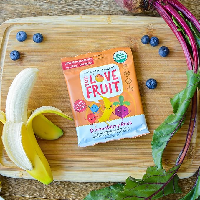 You Love Fruit Banana Berry Beet Leather 1 oz - Antioxidant-Rich Organic Snacking