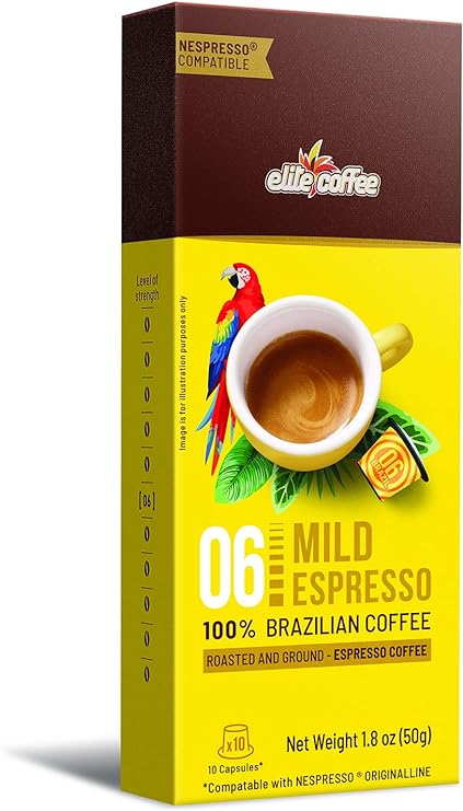 Elite Mild Espresso Brazilian Coffee Capsules - Box of 10