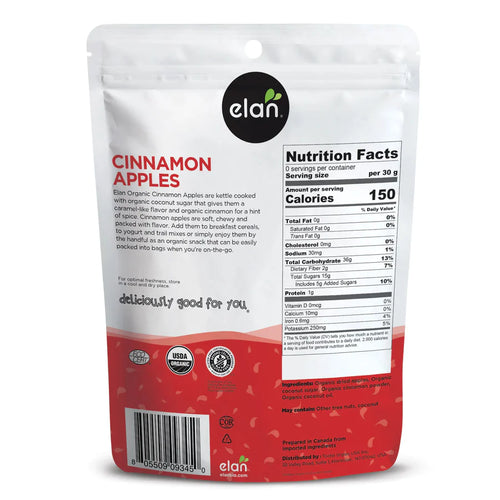 Elan Organic Dried Cinnamon Apples - Gluten free - Non GMO