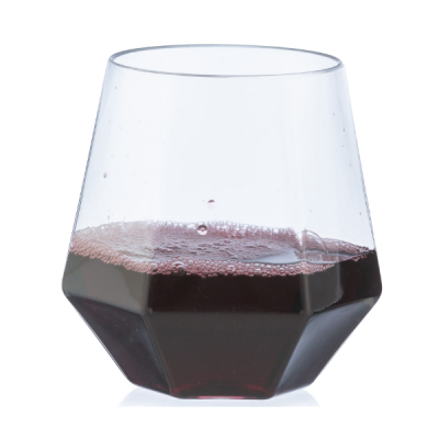 Decor 6 Diamond Stemless Wine Goblets - 12 oz, Plastic & Disposable