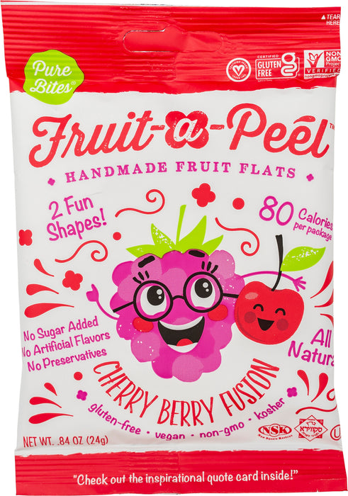 Fruit a Peel Cherry Berry Fusion Fruit Flats 28g Pouch - Handmade All-Natural Snack