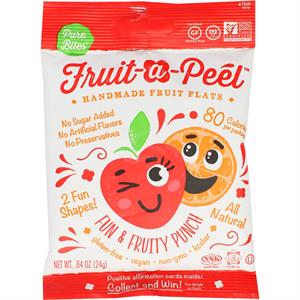 Fruit a Peel Fun & Fruity Punch Fruit Flats 28g Pouch - Handmade All-Natural Snack