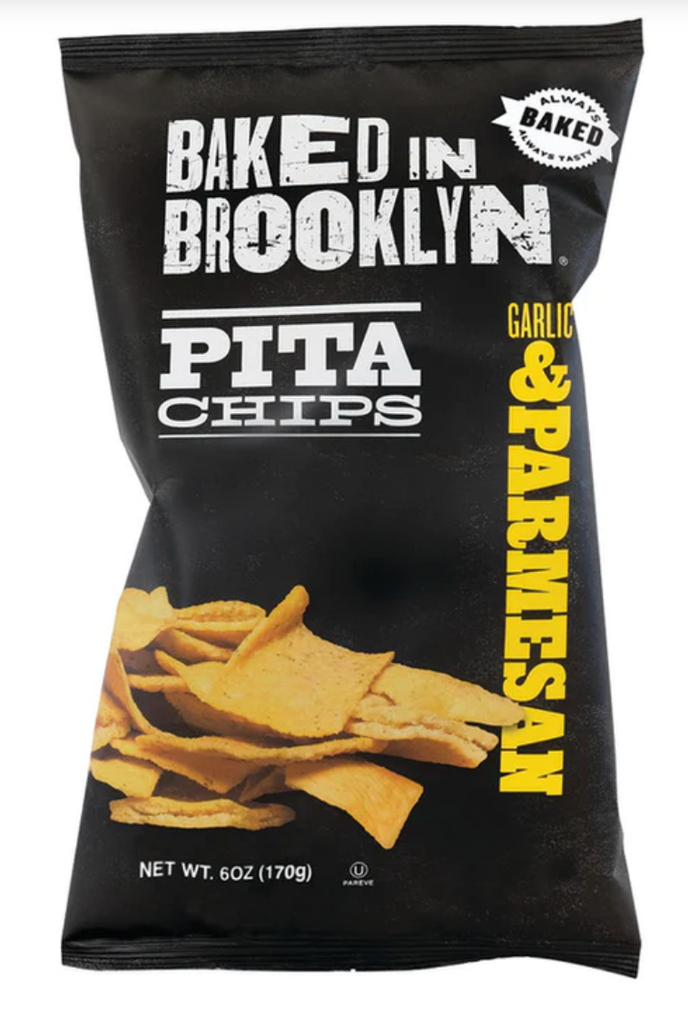 Baked in Brooklyn Garlic & Parmesan Pita Chips 6 oz - Savory Delight in Every Bite
