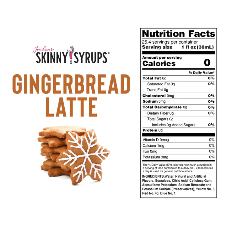 Skinny Mixes Sugar-Free Gingerbread Latte Syrup 750 ml - Gluten-Free, Dairy-Free, Keto-Friendly, and GMO-Free