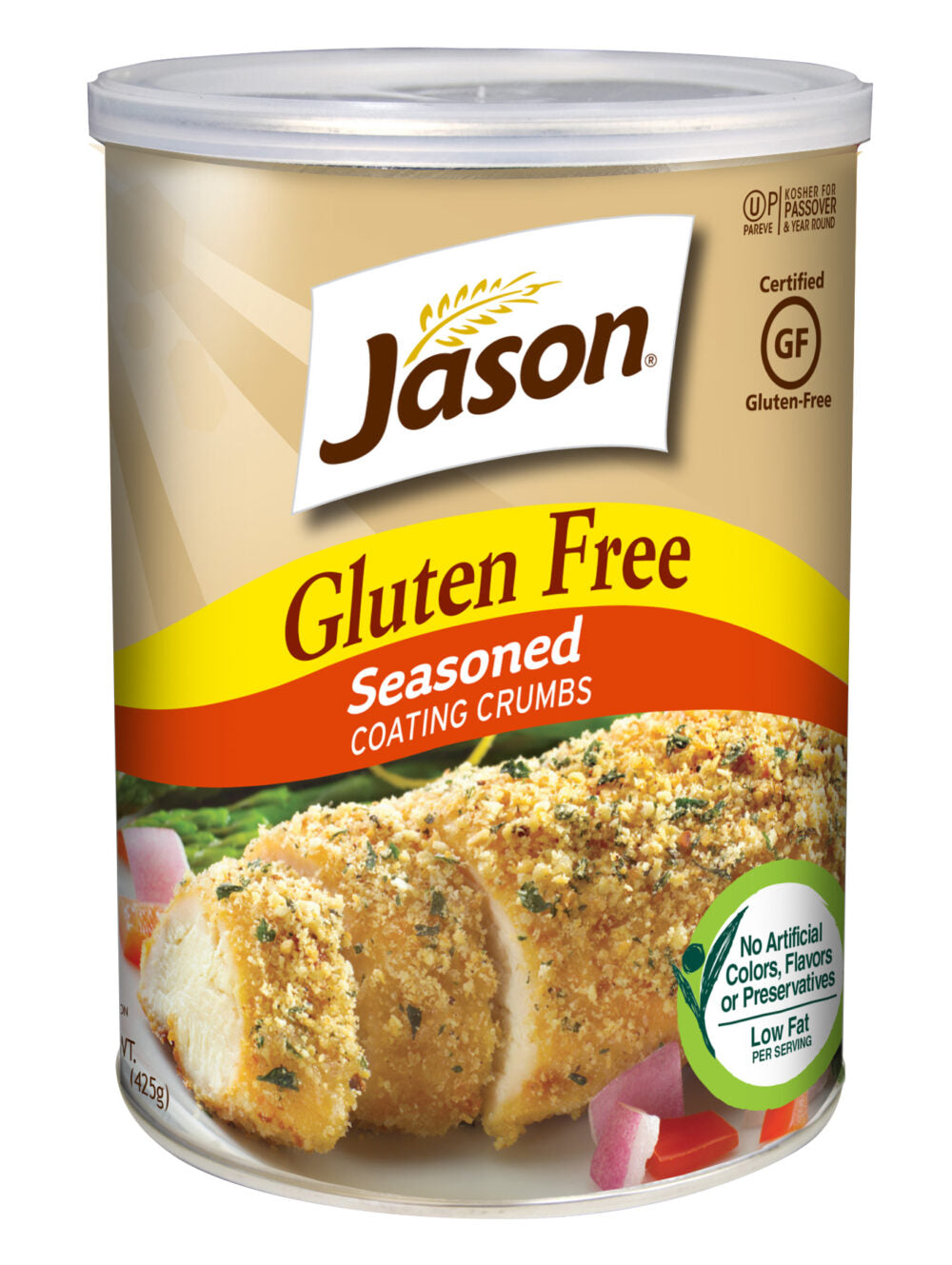 Jason Gluten-Free Seasoned Crumbs - 425 g | Resealable Container for Deliciously Crispy Coating