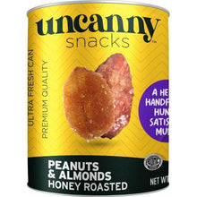 Load image into Gallery viewer, Uncanny Snacks Honey Roasted Peanuts &amp; Almonds - 50g Can | Sustainably Delicious
