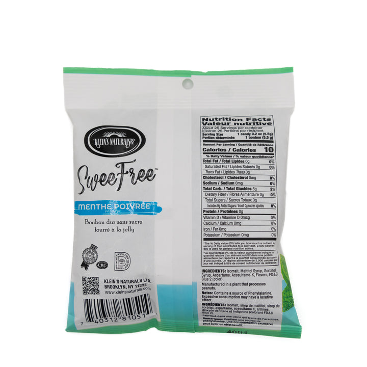 Klein's Natural Sweefree Hard Candy Peppermint 5 oz - Sugar-Free Refreshment with Jelly Filling
