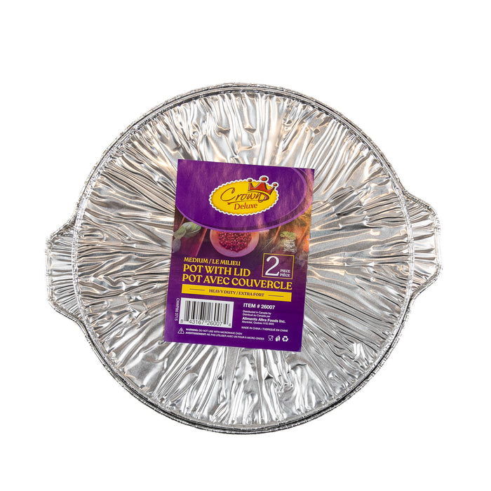 Crown Medium Aluminum Pots with Covers 2-Pack: Cook with Precision and Versatility