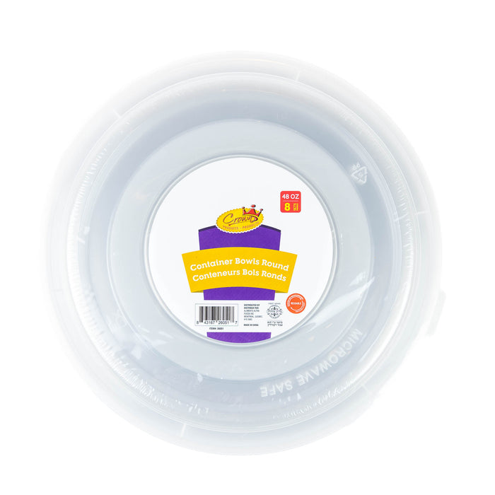 Crown Round Containers 48 oz 8-Pack: Spacious and Secure Food Storage Solutions