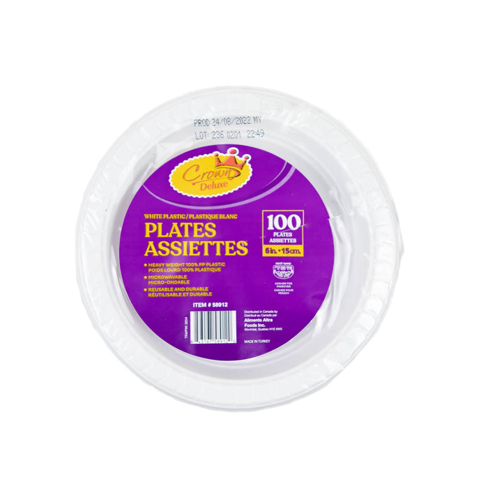Crown Plastic Plates 6" - 100-Pack: Essential and Versatile Dining Companions