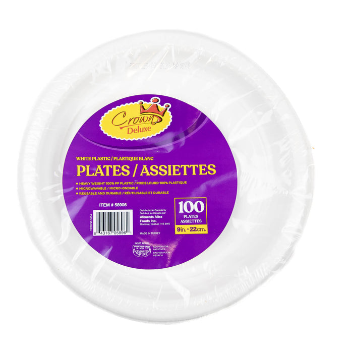 Crown Plastic Plates 9" - 100-Pack: Versatile and Reliable Dining Essentials