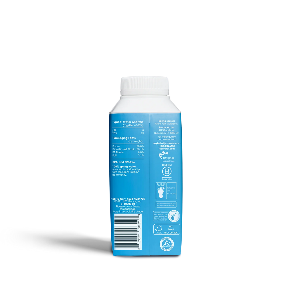 Just Water 11.2 oz - Sustainably Sourced Alkaline Spring Water in Eco-Friendly Plant-Based Carton