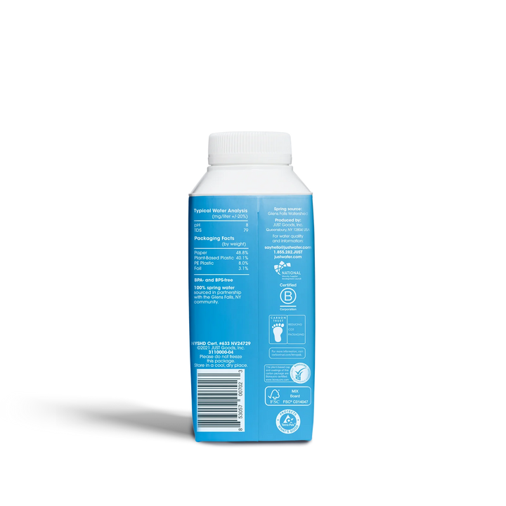 Just Water 11.2 oz - Sustainably Sourced Alkaline Spring Water in Eco-Friendly Plant-Based Carton