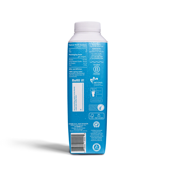 Just Water 16.9 oz - Sustainably Sourced Alkaline Spring Water in Eco-Friendly Plant-Based Carton