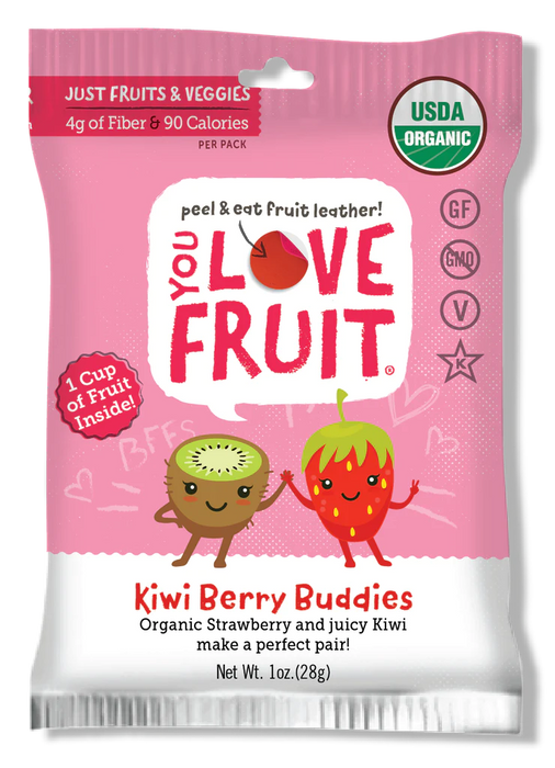 You Love Fruit Kiwi Berry Buddies Leather 1 oz - Organic Vegan Snack for Eye and Brain Health
