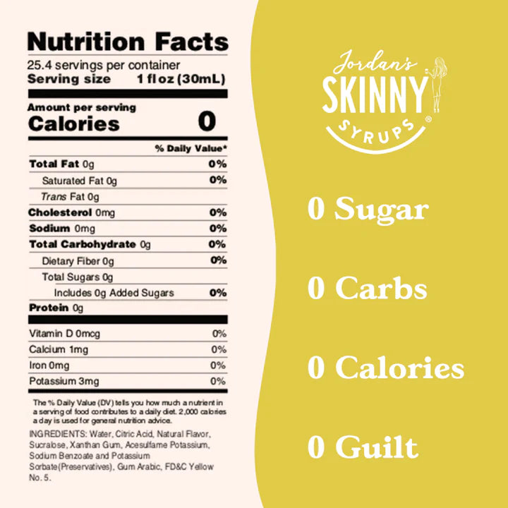 Skinny Mixes Sugar Free Lemon Elderflower Syrup - Calorie Free - 0g Net Carb - Fat Free