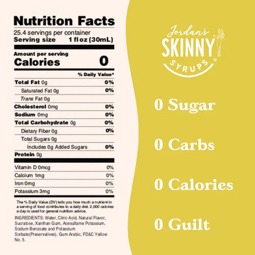 Skinny Mixes Sugar Free Lemon Elderflower Syrup - Calorie Free - 0g Net Carb - Fat Free