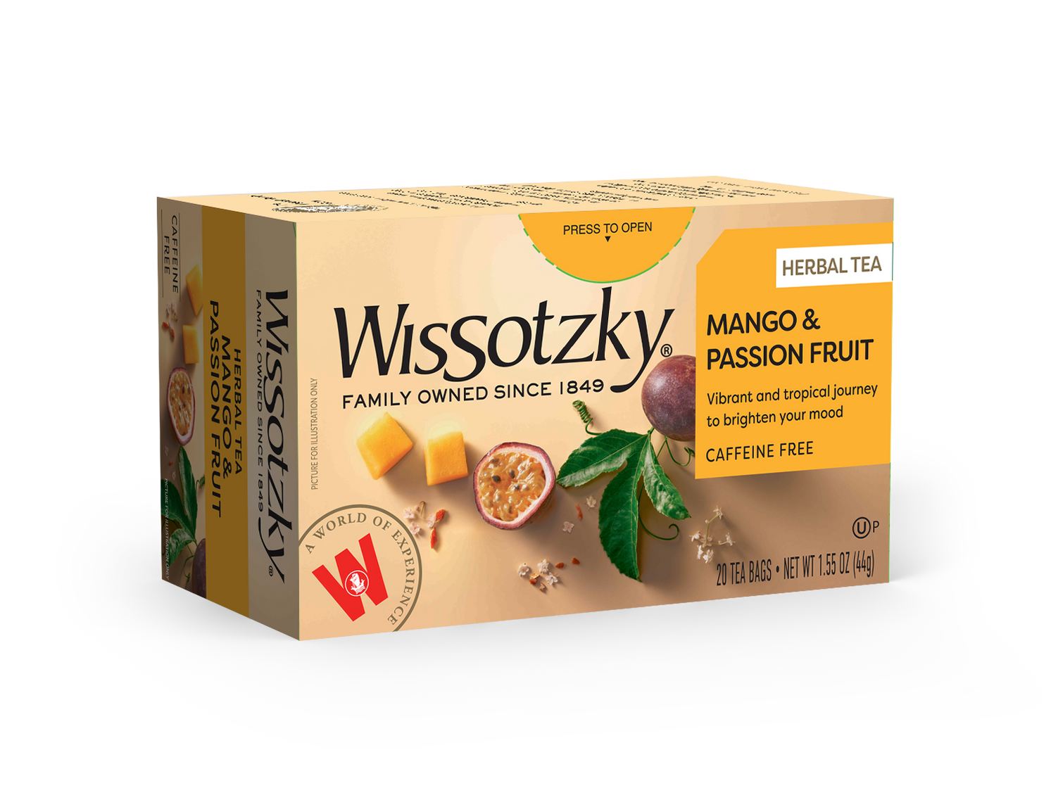 Buy Online Wissotzky, Herbal Tea, Mango & Passion Fruit Flavored 20pk