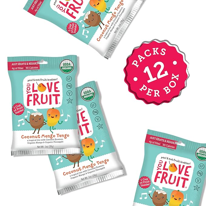 You Love Fruit Mango Coconut Fruit Leather 1 oz - Organic Bliss in Every Bite