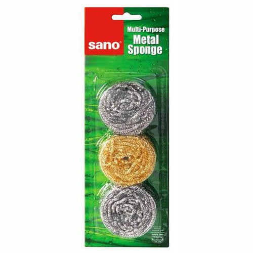 Sano Metal Scrubbing Sponges - Pack of 3 | Aggressive and Thorough Cleaning
